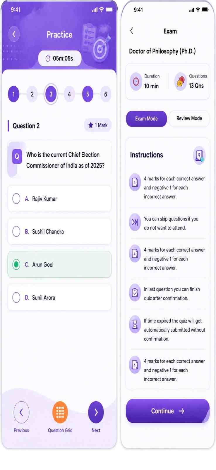 Mock Test Interface